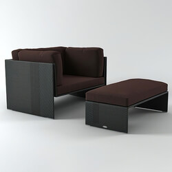 Design Connected Slim Line Lounge Chair and Footstool 