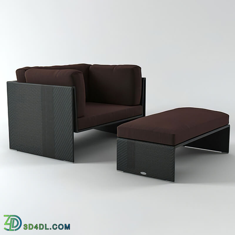 Design Connected Slim Line Lounge Chair and Footstool