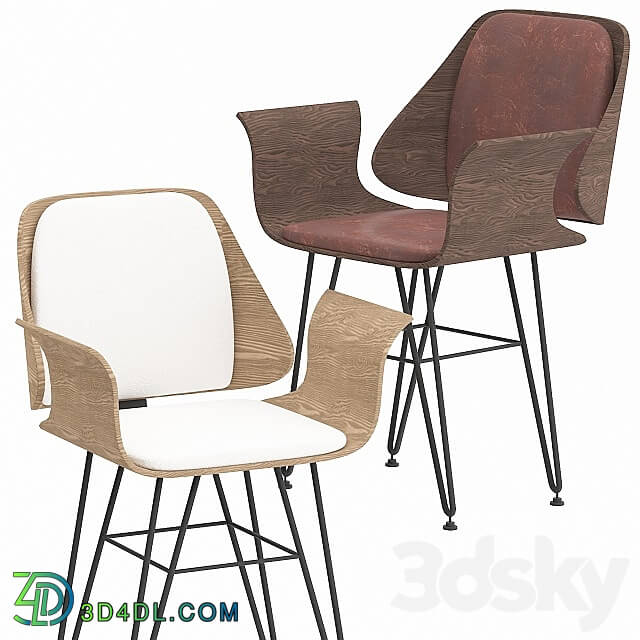 Chair - Overstock Corvus Marsala Industrial Mid-Century Accent Chair 3D model