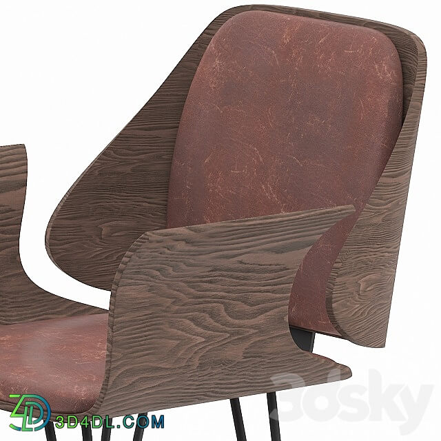 Chair - Overstock Corvus Marsala Industrial Mid-Century Accent Chair 3D model