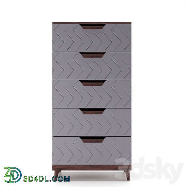 Sideboard _ Chest of drawer - Chest of drawers with five Scandi Gray