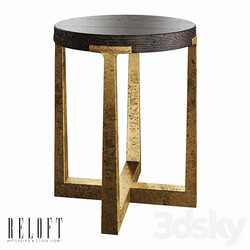 Table - Round side table T-BRACE in oak wood with metal legs 
