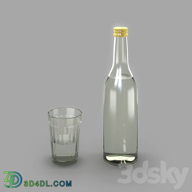 Food and drinks - Faceted glass with a bottle of chacha