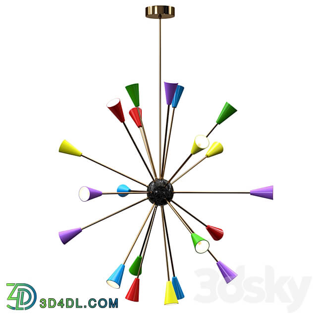 Pendant light - Huge Pair of Multi Color Italian Sputnik