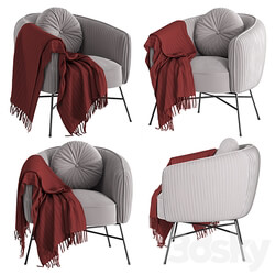 Arm chair - Lilola Home Scarlett Velvet Barrel Accent Arm Chair with Metal Base 