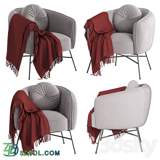 Arm chair - Lilola Home Scarlett Velvet Barrel Accent Arm Chair with Metal Base