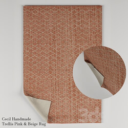 Cecil Handmade Trellis Pink Beige Rug 