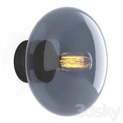 Wall light - OM New Works _ Karl-Johan Wall Lamp - Black Stained Oak w. Smoked glass 