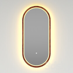 Oval mirror in a thin wooden frame Ash Capsule Light 