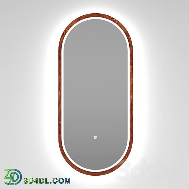 Oval mirror in a thin wooden frame Ash Capsule Light