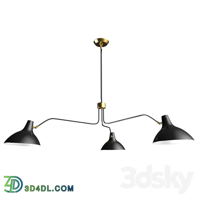 Ceiling lamp - Chandelier Charlton Large Triple Arm Chandelier ARN 5006BLK