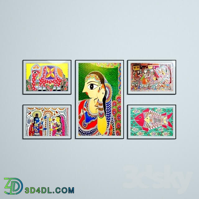 Frame - Mithila Art 5 set painting