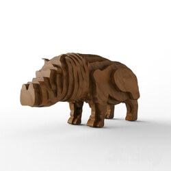 Sculpture - wooden hippo 