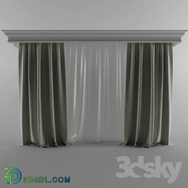 Curtain - Linen curtains and cornice Orac Decor