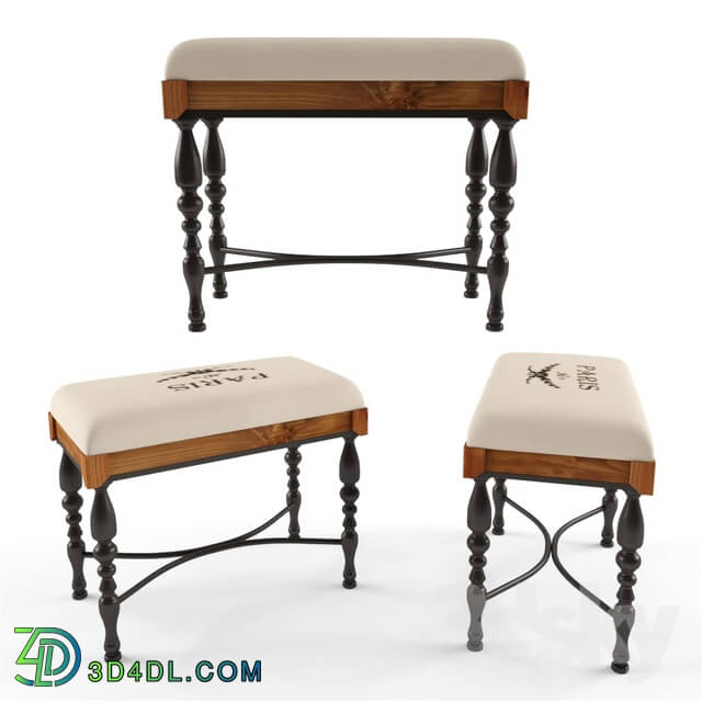 Bed - Morrisania Metal Wood Fabric Stool