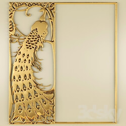 Decorative plaster - Stucco_ pattern_ peacock frame. 