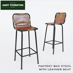 Chair - FACTORY BAR STOOL WITH LEATHER SEAT 