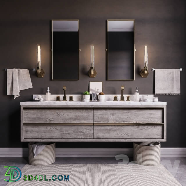 Bathroom furniture - Bezier double floating vanity RH