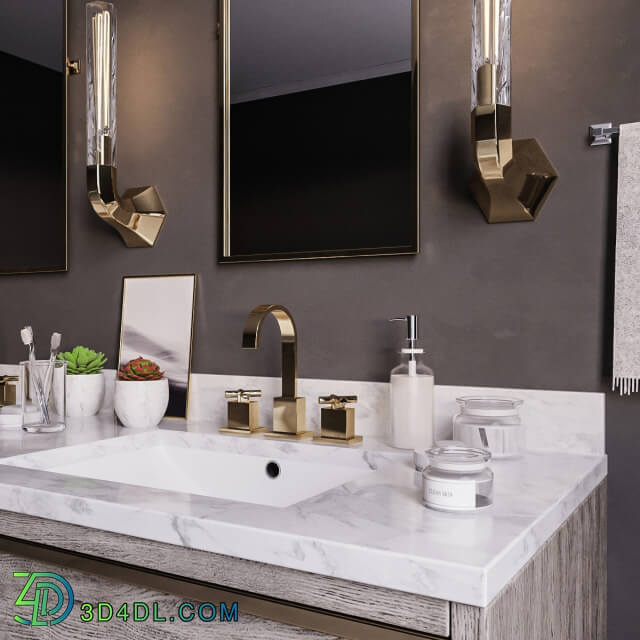 Bathroom furniture - Bezier double floating vanity RH