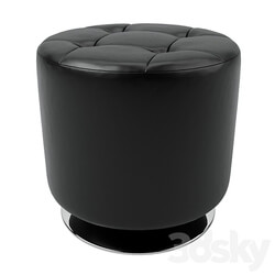 Other soft seating - Black Leather Ottoman 