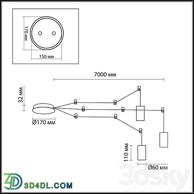 Pendant light - Odeon Light 3897_3 LUCAS