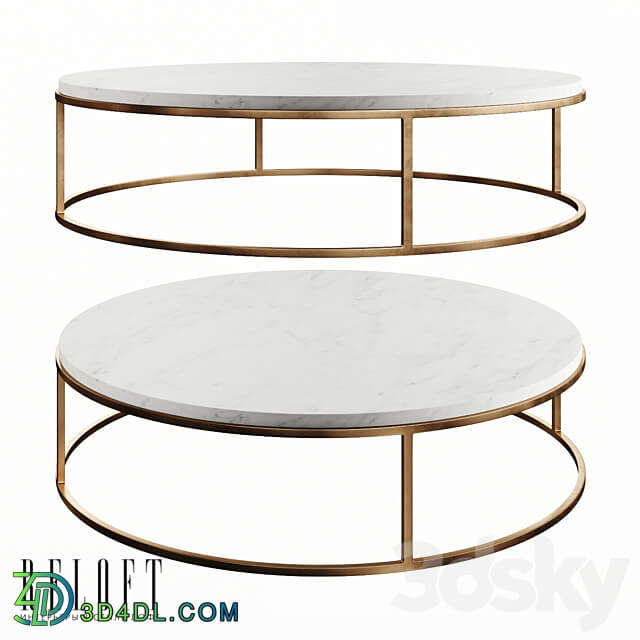 Table - Round coffee table Nicholas in white marble and metal