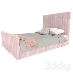 Bed - Khloe Double Side Ottoman Bed in Baby Pink Velvet 