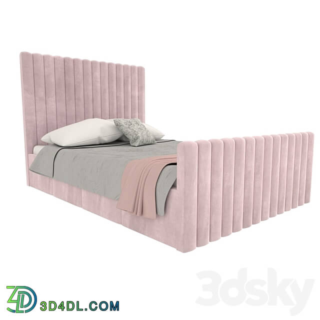 Bed - Khloe Double Side Ottoman Bed in Baby Pink Velvet