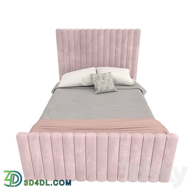 Bed - Khloe Double Side Ottoman Bed in Baby Pink Velvet