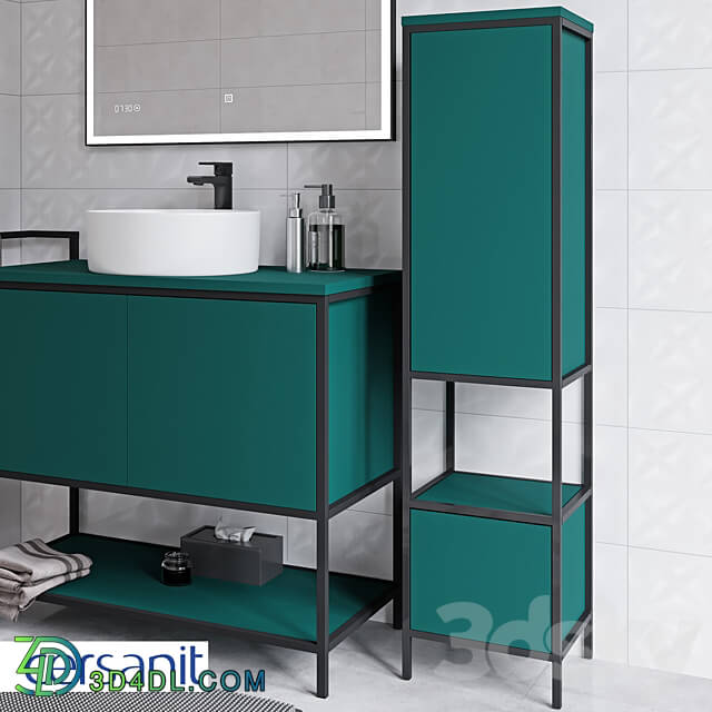  А63016 Wall tall cabinet BOTANIQUE 30 universal green