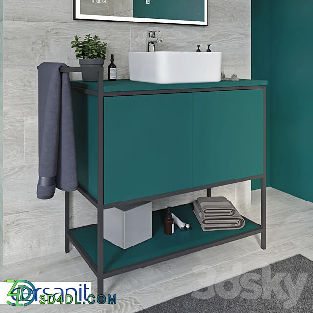  А63014 Cabinet under the sink floor BOTANIQUE 80 for CREA 50 green