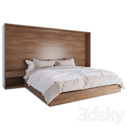 Bed - Bed with wooden headboard 