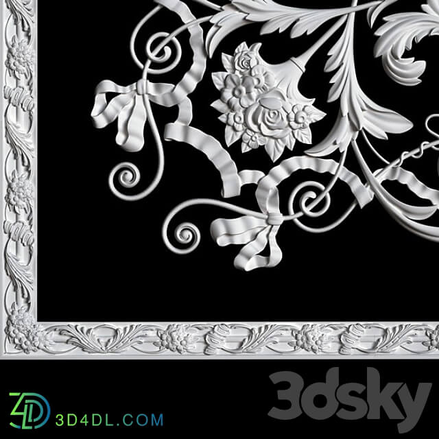 Plaster molding of AURORA Krasnodar . Ceiling arrangement PB8 rosette diameter 200 cm cut angle D123 150 150 cm frieze FA60