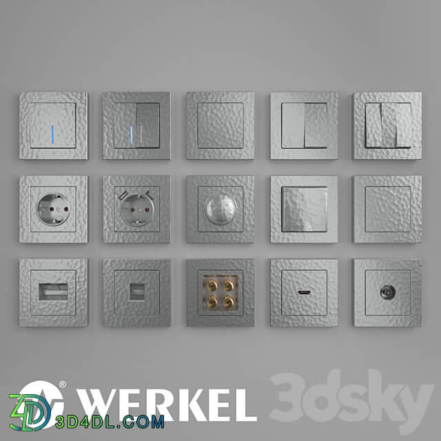Miscellaneous ОМ Sockets and switches Werkel Hammer series silver 