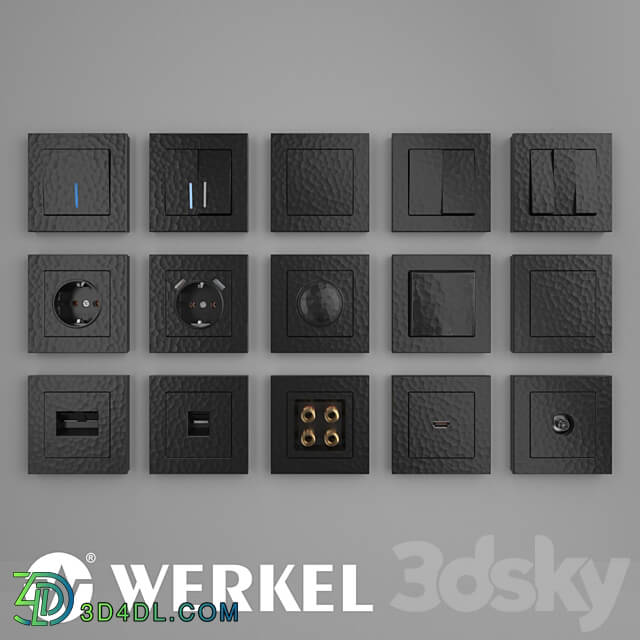 Miscellaneous ОМ Sockets and switches Werkel Hammer series black 