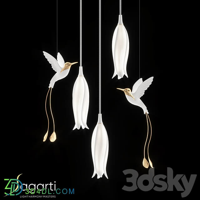 Pendant light Composition with 3 Sagarti Alba Single lamps and Alba pendant decor
