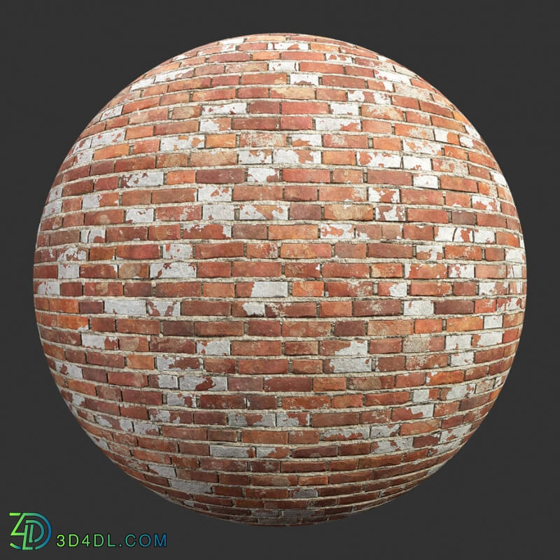 Poliigon Bricks Old Paint Flaked Red _texture_ - - - - -001