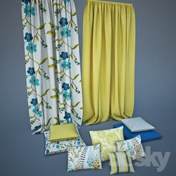 Pillows and curtains with fabrics Harlequin 