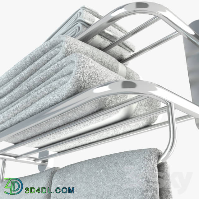 Heated towel rail with towels