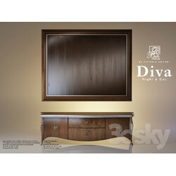 Sideboard Chest of drawer Base and foundation TV with carved details and applique 