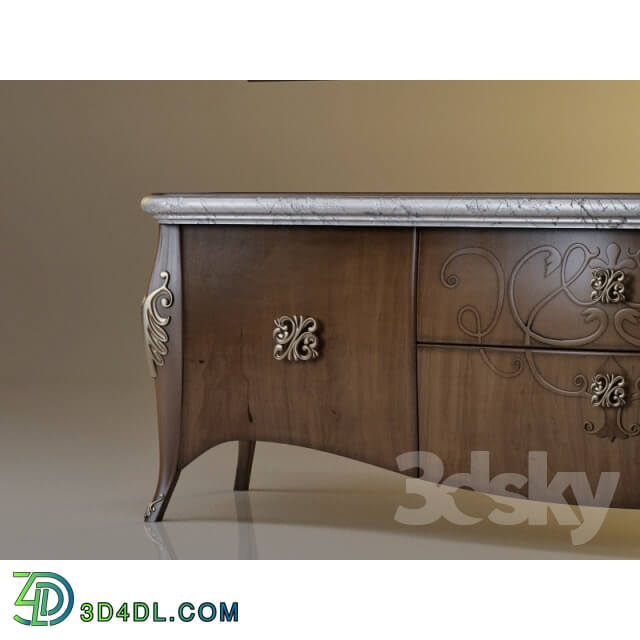 Sideboard Chest of drawer Base and foundation TV with carved details and applique