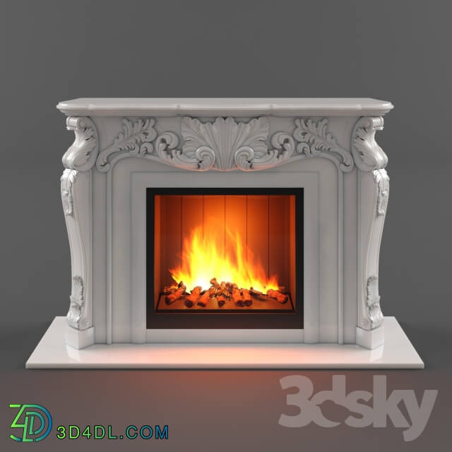 Marble fireplace carved classic