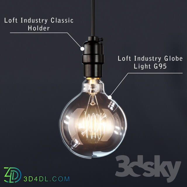 Retro lamp Loft Industry Pendant light 3D Models