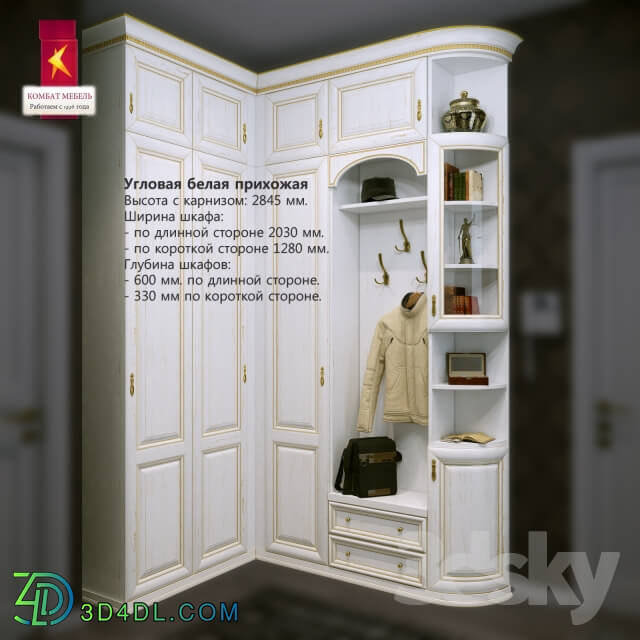 Wardrobe Display cabinets Combat Corner white hallway