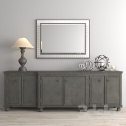 Sideboard Chest of drawer Zinc Media Console with decor 