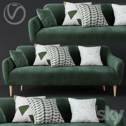 Macy Green Velvet Sofa 