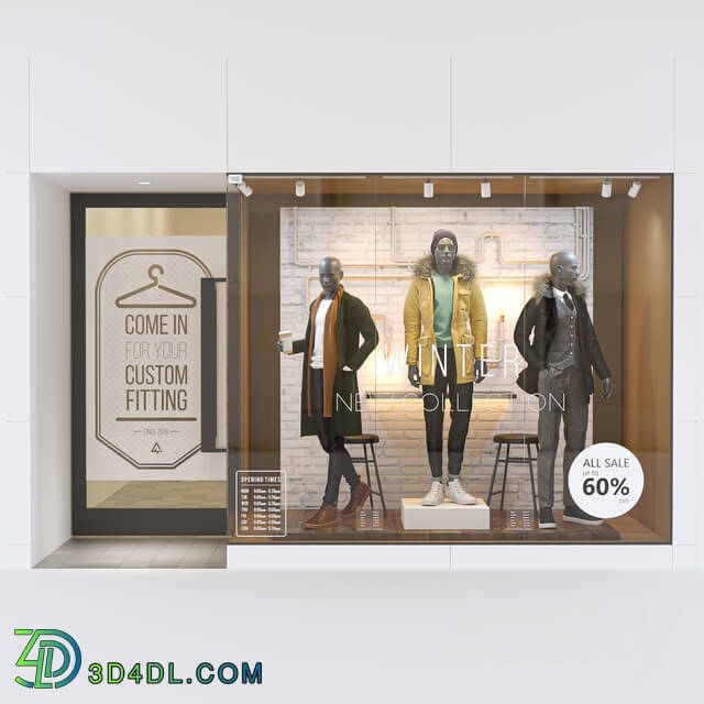 Shop front with male mannequin