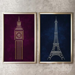 Panel Eiffel Tower and Big Ben 