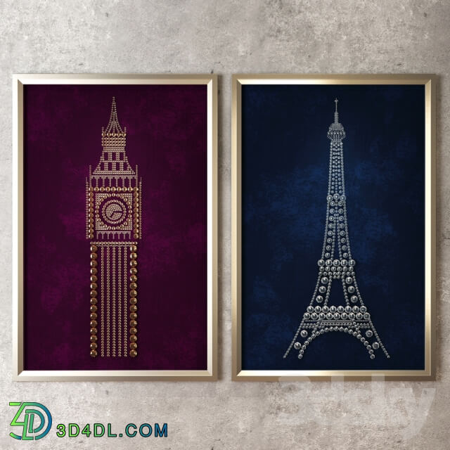 Panel Eiffel Tower and Big Ben