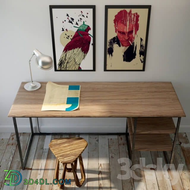 Table Chair The desk metal amp wood